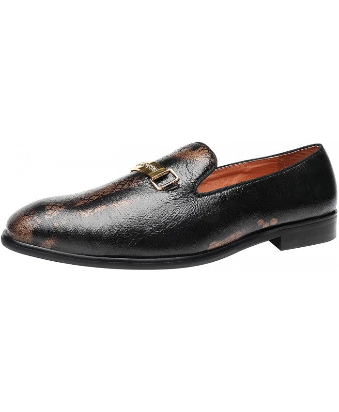 ELANROMAN Men's Loafers Leather Wedding Party Dress Shoes