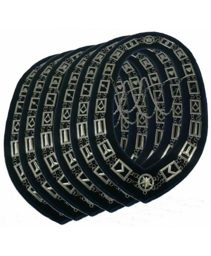 Masonic Regalia Blue Lodge Master Mason Silver Chain Collar Pack of 6