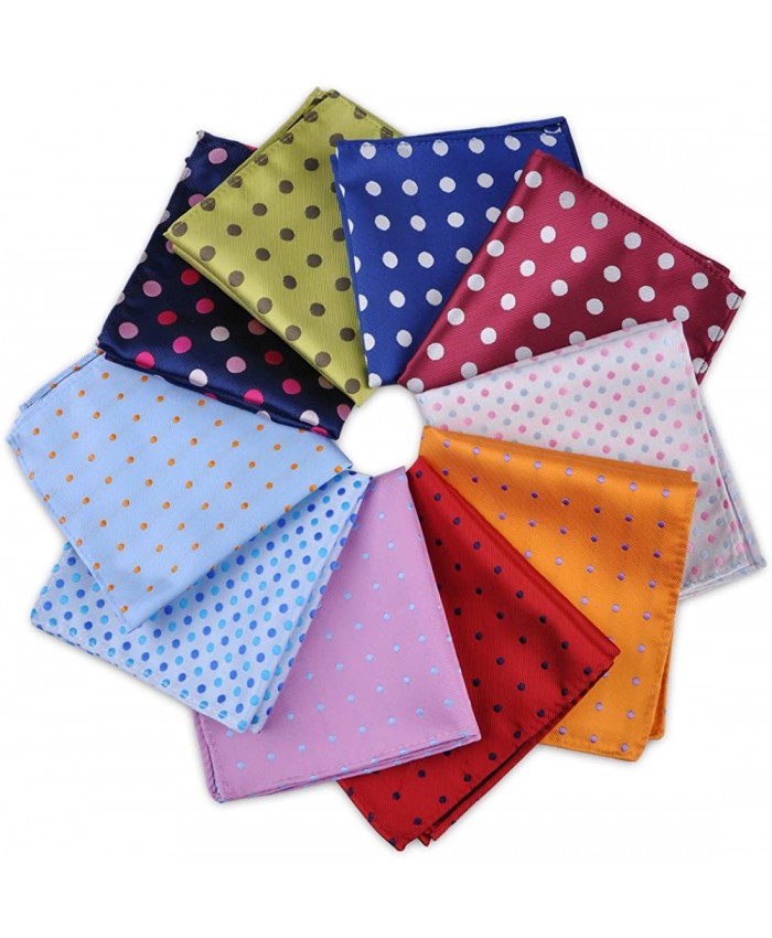 10 pcs 9.8x9.8" Men's Polka Dot Pocket Square Jacquard Woven Handkerchief Gift ciciTree