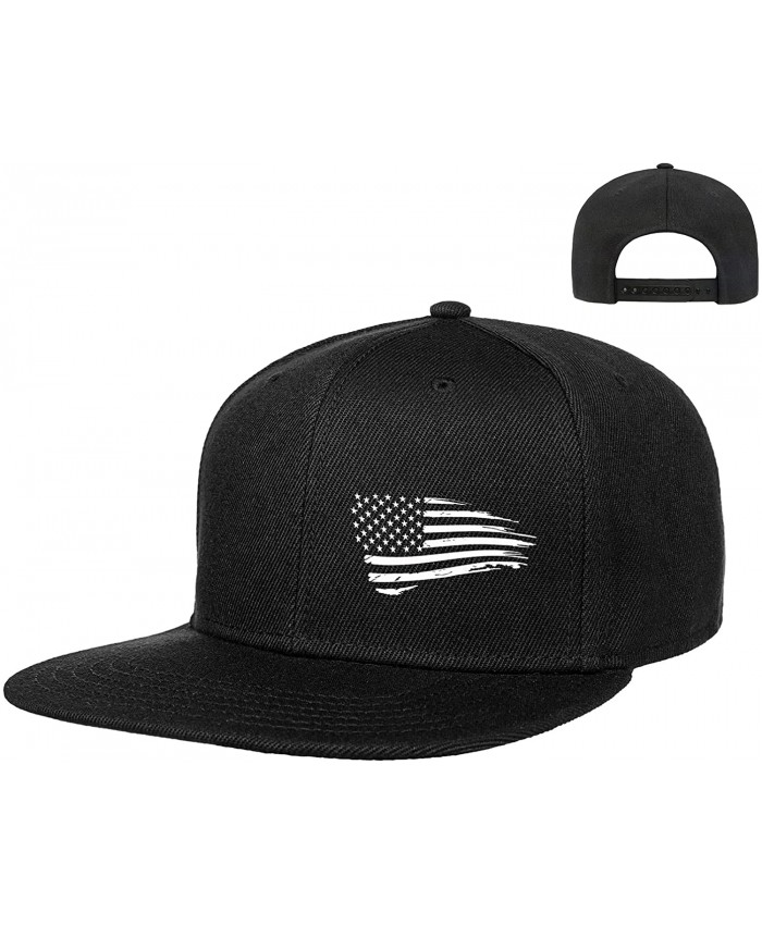 MASRIN Snapback Hats for Men-Adjustable Flat Bill Hat Black Baseball Cap Trucker Dad Fitted Hat Gift for Men Women