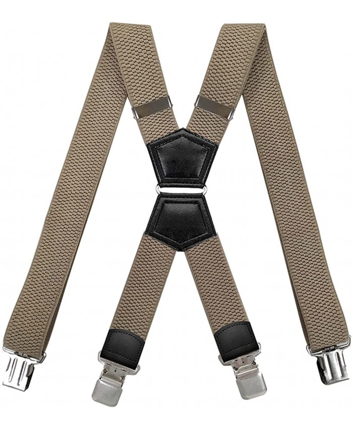 Heavy Duty Suspenders 4 Clips X Shaped with Iron Ring Adjustable Elastic Jean Pants Trouser Belt Work Suspender Men