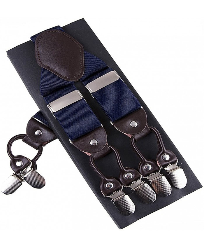 Suspenders Man Braces 6 Clips Trousers Strap Father Husband Gift 20 colors 3.5 * 120cm Color : PEACOCK BLUE Size : Small