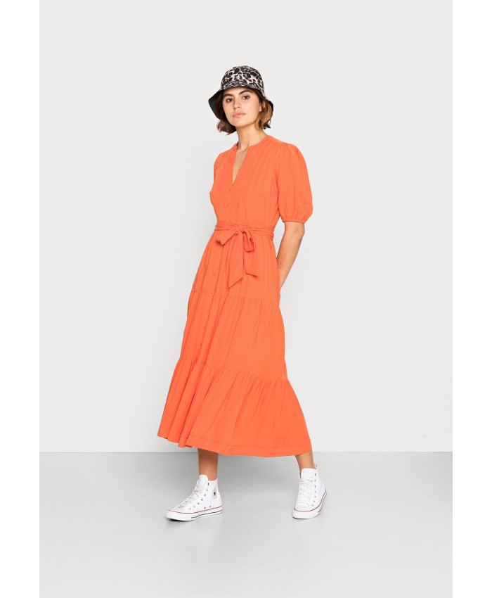Ladies Skirt Series Shirt Dresses | Forever New LENNIE TIERED MIDI DRESS - Shirt dress - nemo/orange FOD21C0G3-H11
