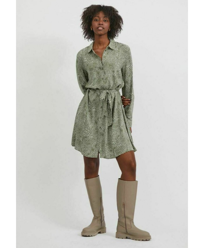 Ladies Skirt Series Shirt Dresses | Vila Shirt dress - four leaf clover/khaki V1021C2VG-N11