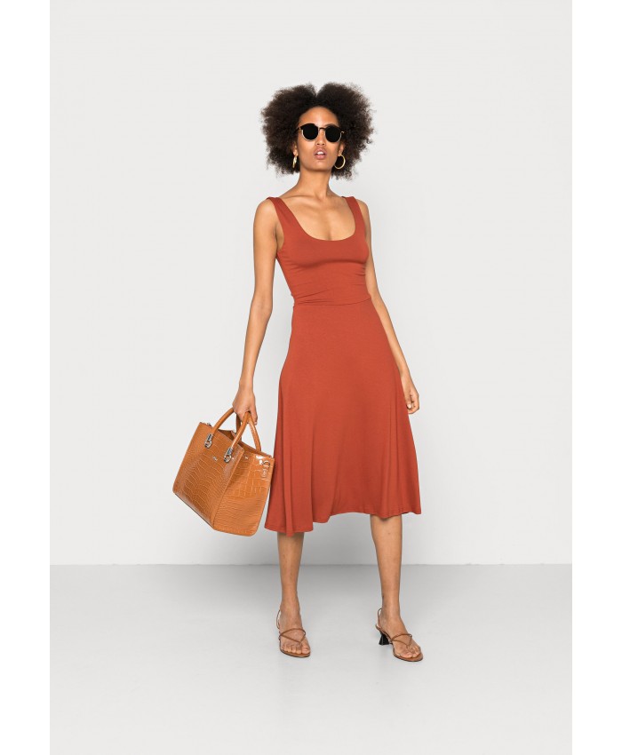 Ladies Skirt Series Jersey Dresses | Anna Field WIDE STRAP FIT MIDI DRESS - Jersey dress - brown AN621C1R3-O11