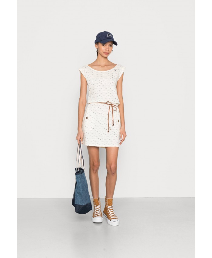 Ladies Skirt Series Jersey Dresses | Ragwear TAG ZIG ZAG - Jersey dress - white R5921C0CQ-A11
