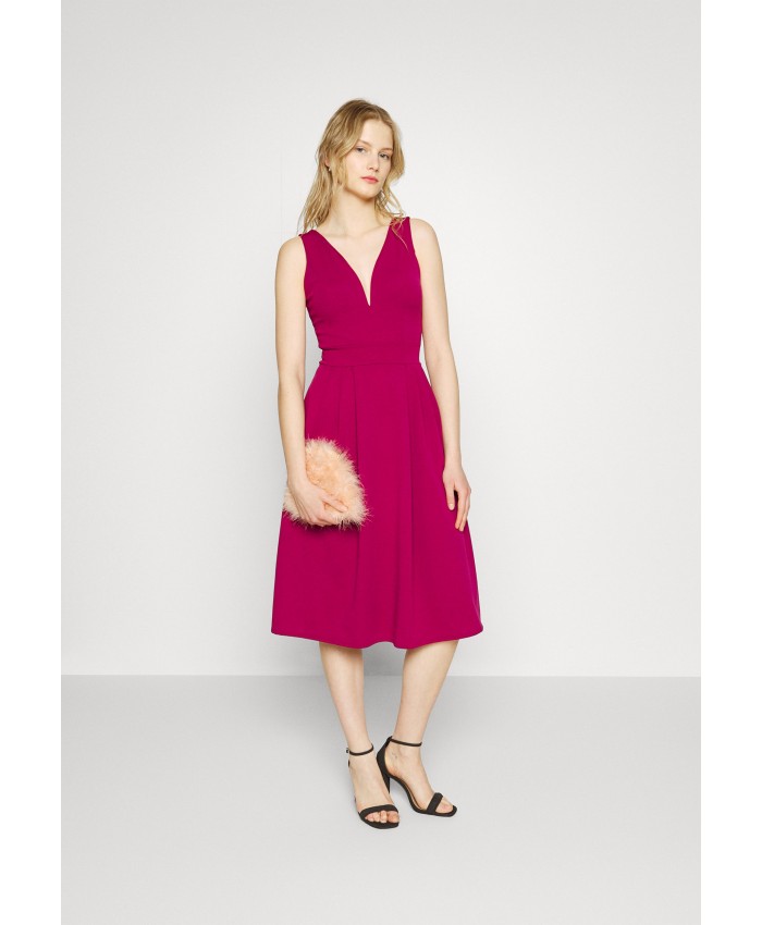 Ladies Skirt Series Jersey Dresses | WAL G. ADDISON V NECK MIDI DRESS - Jersey dress - magenta/purple WG021C0S1-I11