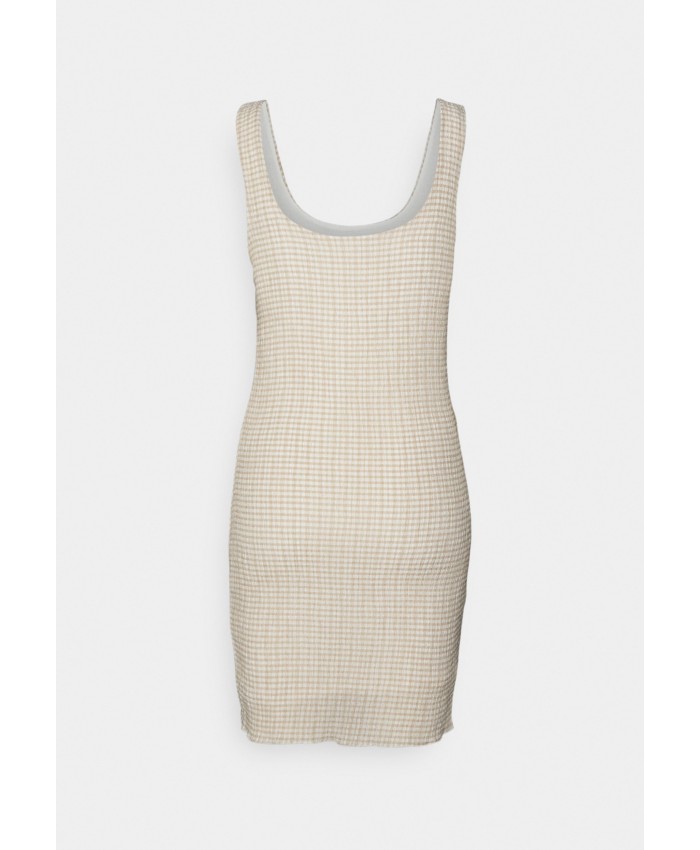 Ladies Skirt Series Work Dresses | Cotton On Petite SCRUNCHY DRESS - Shift dress - taupe gingham/camel C6A21C007-B11