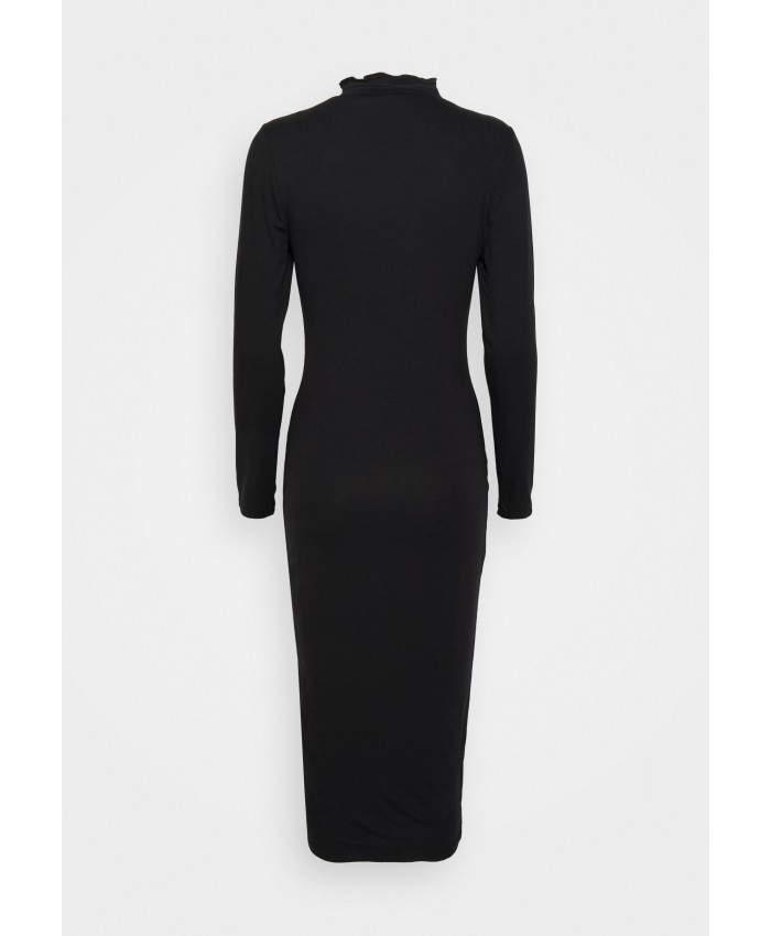 Ladies Skirt Series Work Dresses | Missguided Petite LONG SLEEVE BUTTON DOWN MIDI DRESS - Jersey dress - black M0V21C0O2-Q11