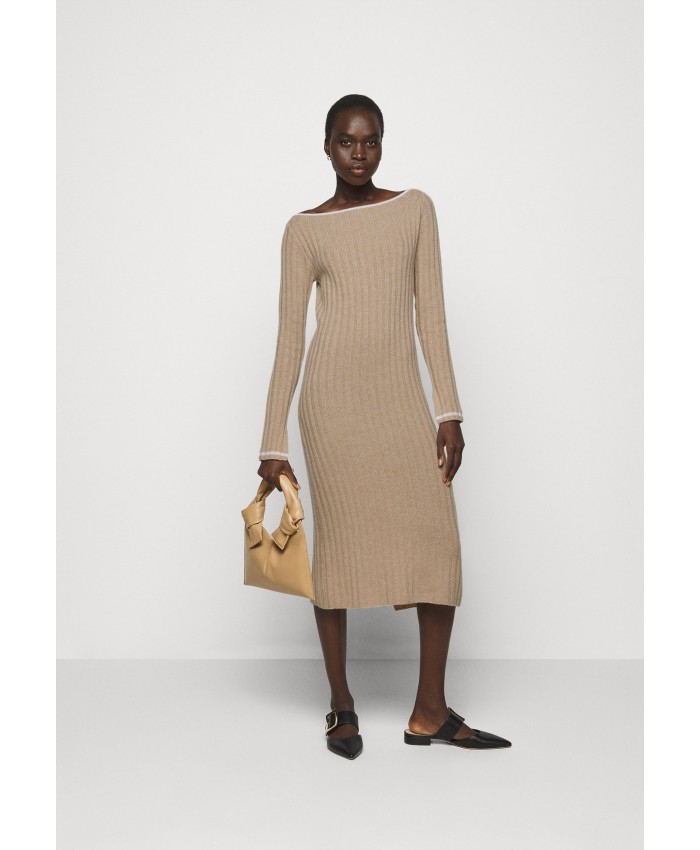 Ladies Skirt Series Work Dresses | pure cashmere BOAT NECK DRESS - Shift dress - camel PUG21C008-B11