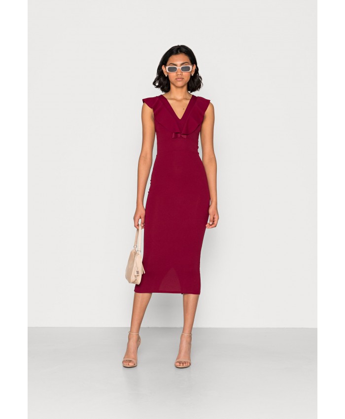 Ladies Skirt Series Work Dresses | WAL G. BROOKE FRILL MIDI DRESS - Shift dress - berry wine/red WG021C051-G11