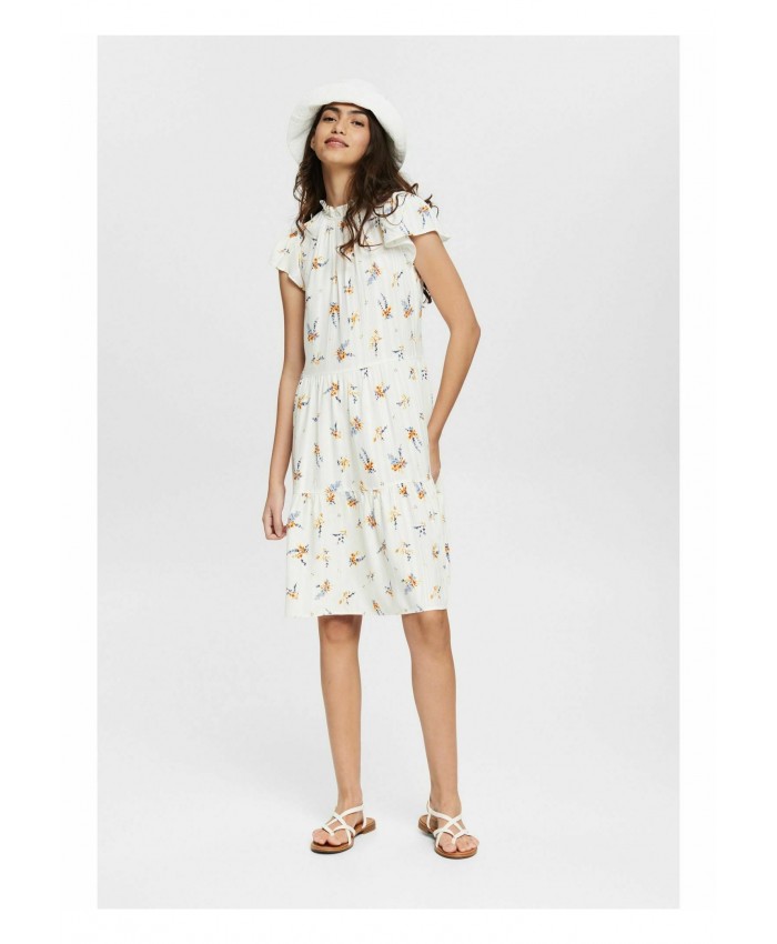 Ladies Skirt Series Casual Dresses | edc by Esprit FLORAL GEMUSTERTES - Day dress - off white/white ED121C0ZS-A11