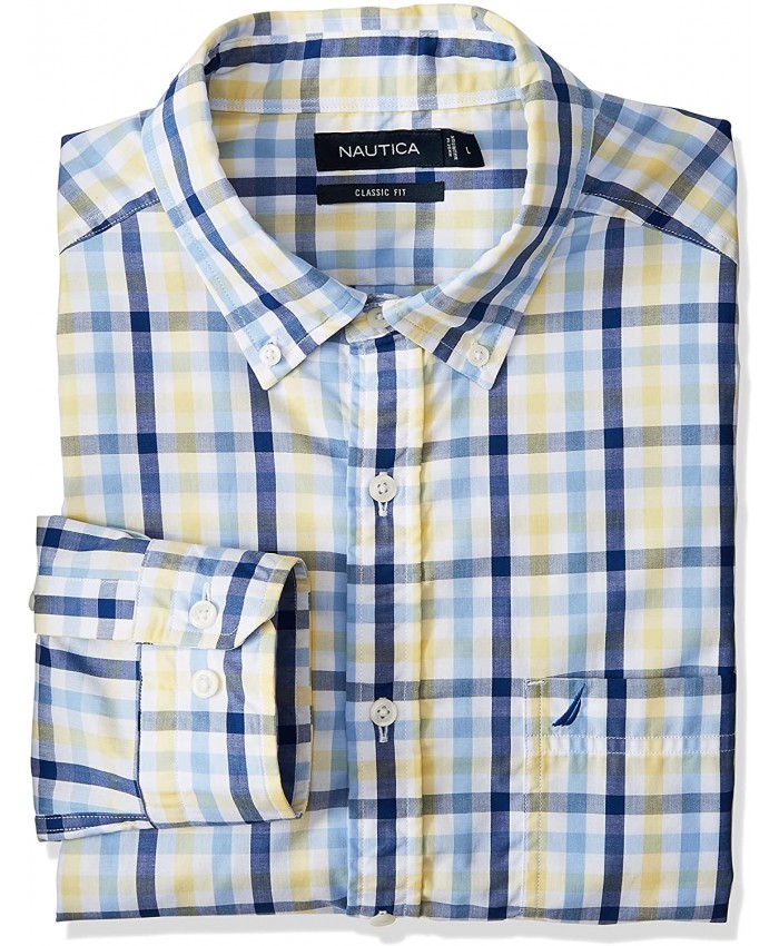 Nautica Men's Wrinkle Resistant Long Sleeve Button Front Shirt