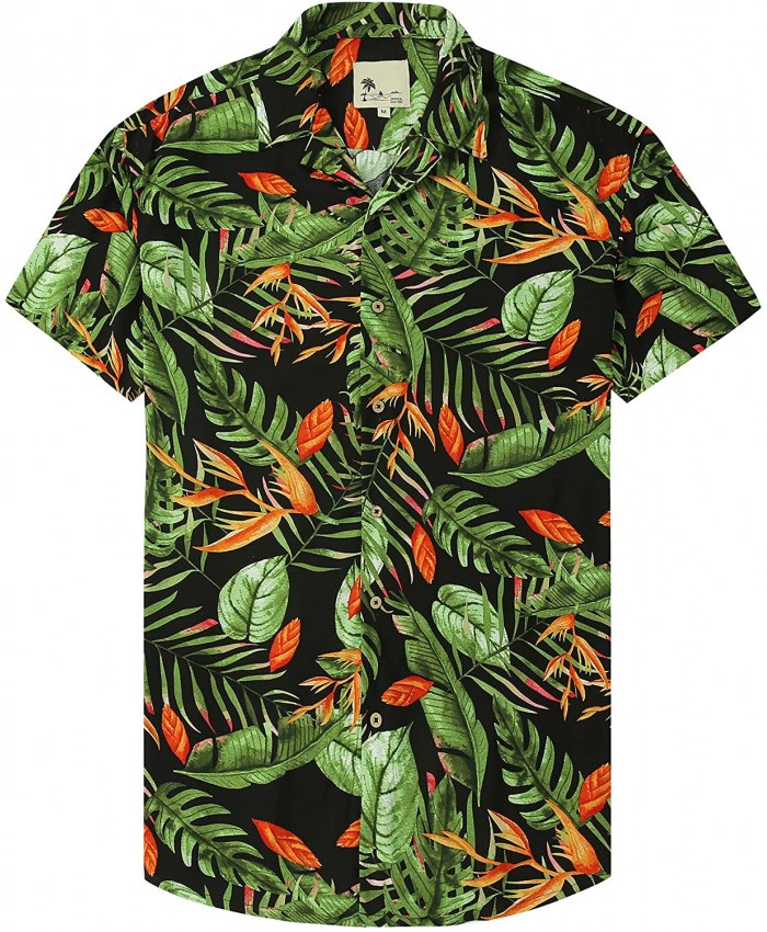 SAMERM Hawaiian Shirts for Men Short Sleeve Floral Summer Casual Button Down Beach Shirt