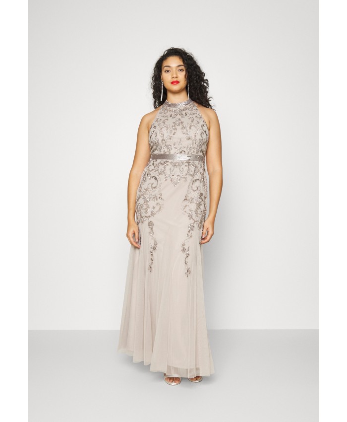 Ladies Skirt Series Occasion Dresses | Adrianna Papell HALTER BEADED GOWN - Occasion wear - marble/light grey AD421C0EM-C11