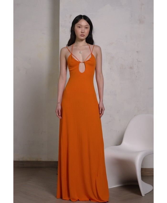 Ladies Skirt Series Occasion Dresses | Victoria Beckham STRAP FLOOR LENGTH DRESS - Occasion wear - burnt orange/orange V0921C032-H11