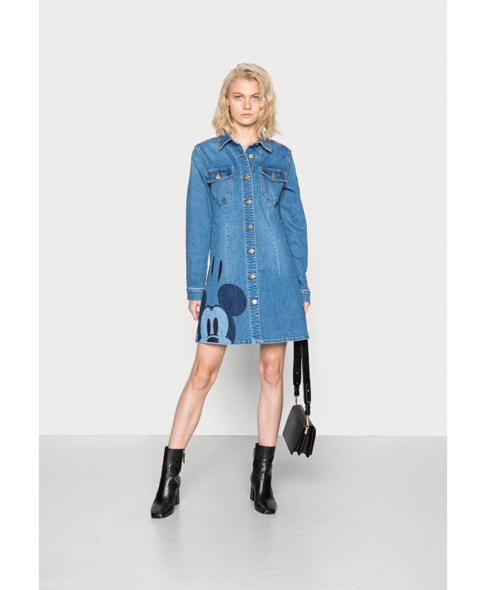 Ladies Skirt Series Denim Dresses | Desigual VEST MICKEY PATCH - Denim dress - denim dark blue/blue denim DE121C0Z7-K11
