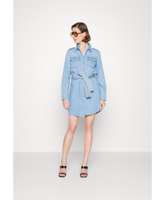 Ladies Skirt Series Denim Dresses | Elisabetta Franchi WOMEN'S DRESS WITH BELT - Denim dress - light blue EF121C0BC-K11