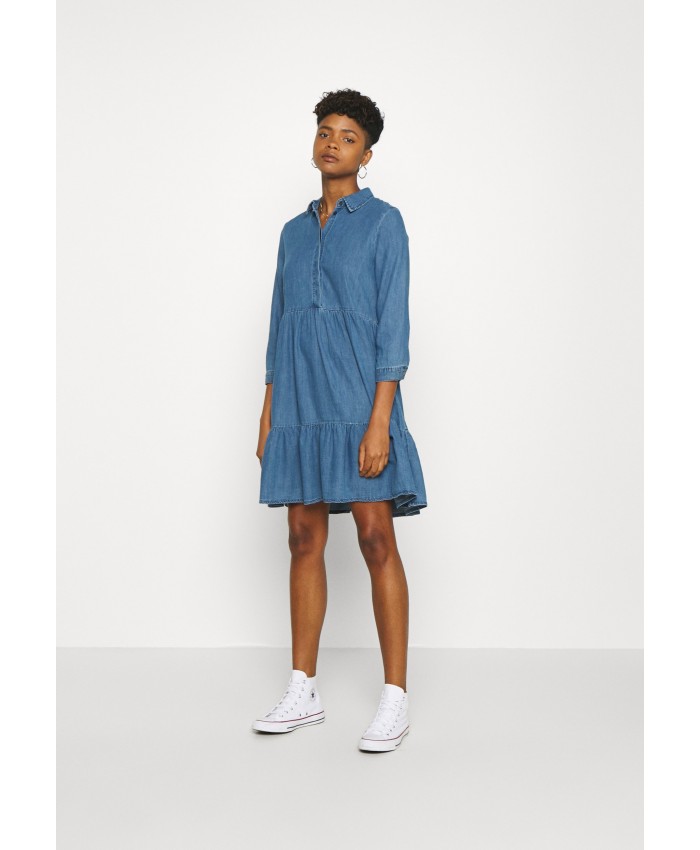 Ladies Skirt Series Denim Dresses | ONLY ONLENYA LIFE 3/4 SLEEVE - Denim dress - medium blue denim/blue denim ON321C1Q5-K11