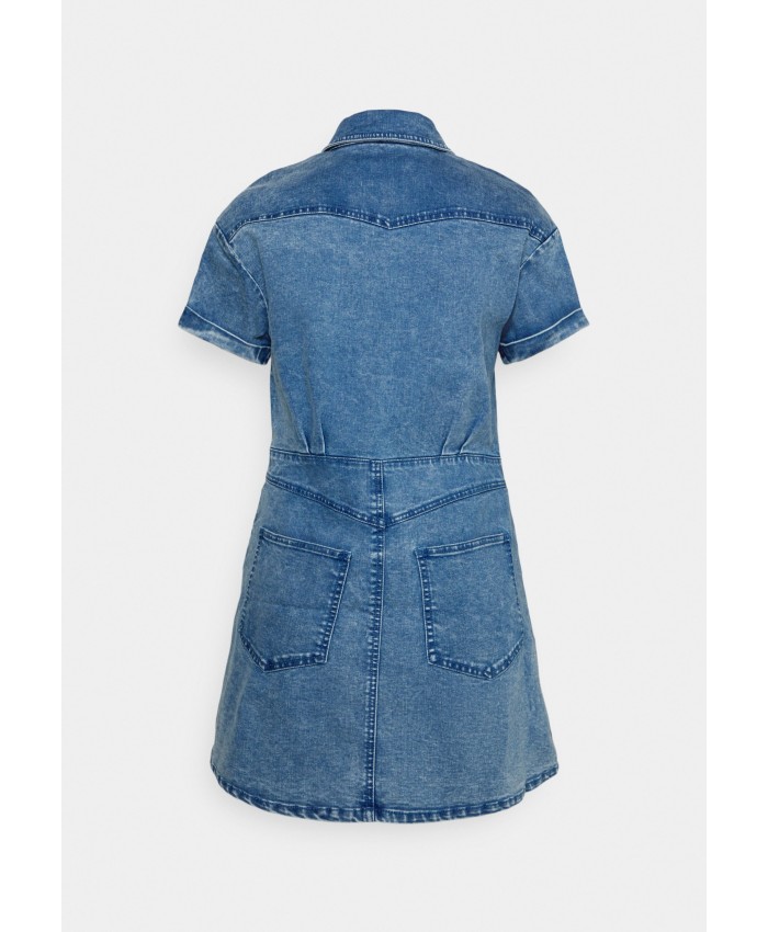 Ladies Skirt Series Denim Dresses | ONLY Petite ONLFLEUR BUTTON DRESS - Denim dress - light blue denim/light-blue denim OP421C0DA-K11