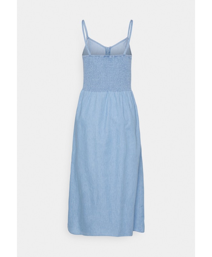 Ladies Skirt Series Denim Dresses | VILA TALL VIZIA FANZI STRAP MIDI DRESS - Denim dress - light blue denim/blue denim V0A21C00Y-K11