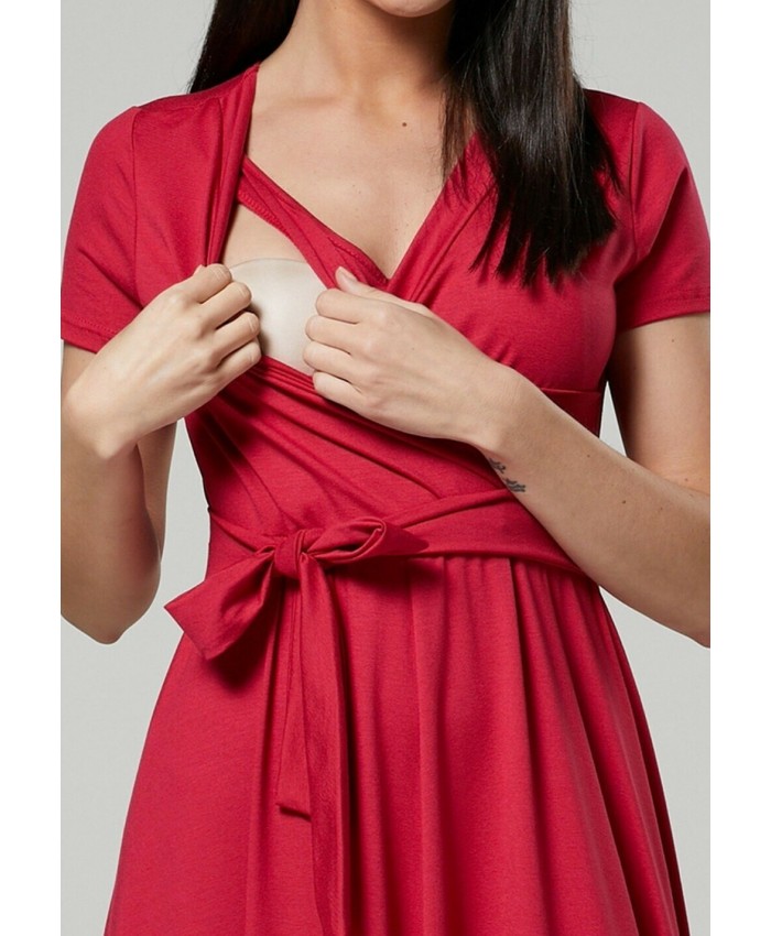 Ladies Skirt Series Maxi Dresses | Happy Mama Maxi dress - raspberry/red H3T29F003-G13