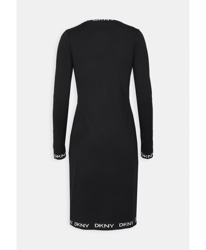 Ladies Skirt Series Knitted Dresses | DKNY LOGO TAPING DRESS - Jumper dress - black/ivory/black/black DK121C0D9-Q11