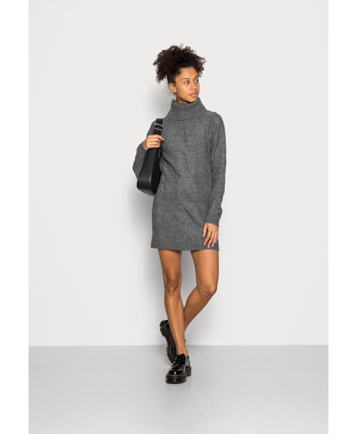 Ladies Skirt Series Knitted Dresses | Even&Odd Jumper dress - mottled dark grey EV421C16V-C11