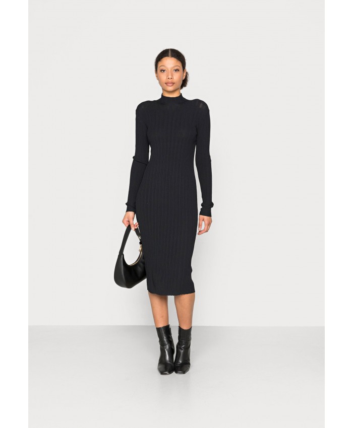 Ladies Skirt Series Knitted Dresses | mine to five TOM TAILOR DRESS - Jumper dress - obsidian black/black T0X21C015-Q11