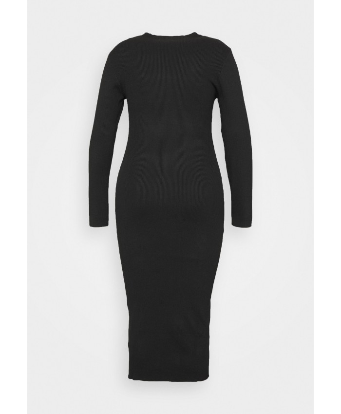 Ladies Skirt Series Knitted Dresses | Missguided Plus RECYCLED CREW NECK MIDAXI DRESS - Jumper dress - black M0U21C0ID-Q11