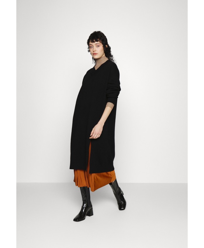 Ladies Skirt Series Knitted Dresses | Samsøe Samsøe KEI V NECK DRESS - Jumper dress - black SA321C0FB-Q11