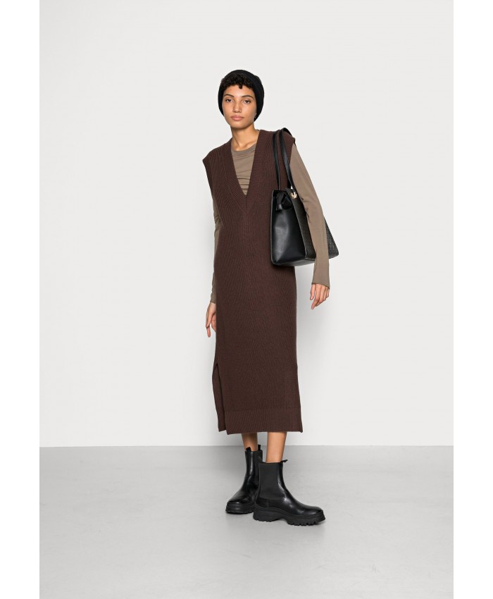 Ladies Skirt Series Knitted Dresses | Selected Femme SLFEVELYN DRESS - Jumper dress - coffee bean/brown SE521I0NR-O11