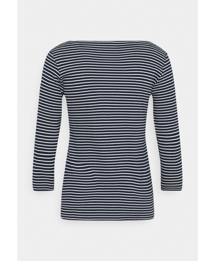 Ladies Top Series T-shirts | TOM TAILOR STRIPE BOAT NECK - Long sleeved top - navy/white/dark blue TO221D150-K11