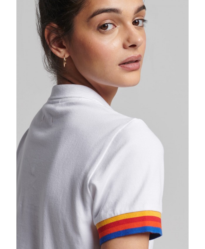 Ladies Top Series Polo Shirts | Superdry VINTAGE ZIPPED - Polo shirt - white SU221E0GZ-A11