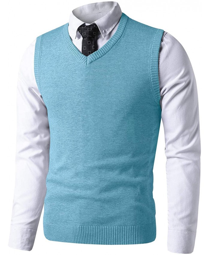 LTIFONE Sweater Vest for Men Knited Business Slim Fit Mens V Neck Sweater Big and Tall Pullover Sleeveless Sweaters