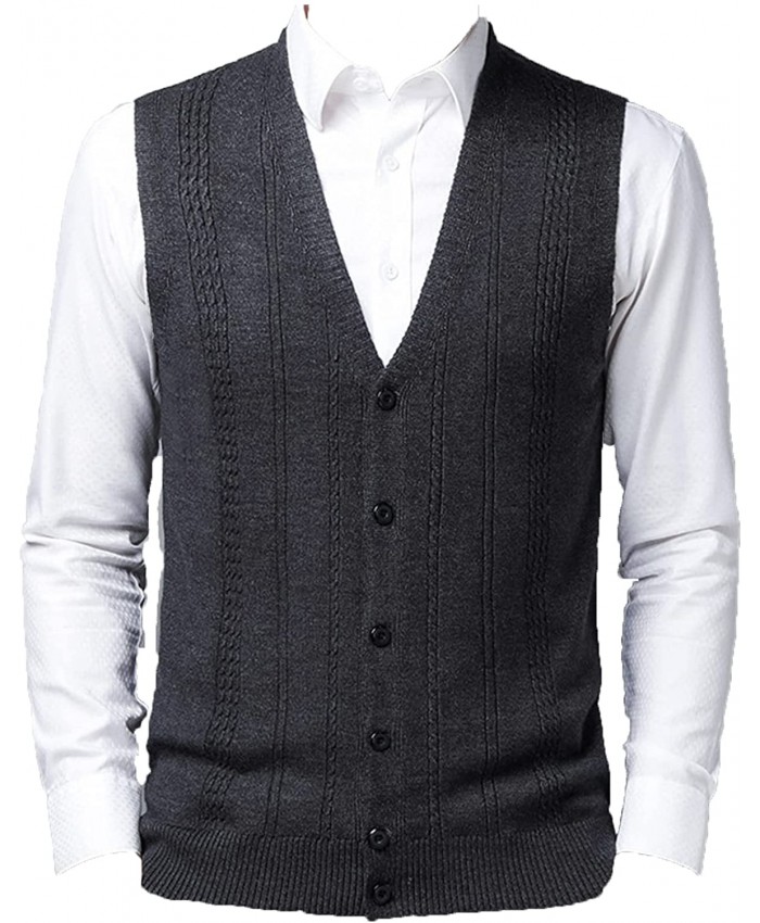 Men's Sweater Cardigan Vest Middle-Aged Thin Solid Color Striped V-Neck Vest Men's Simple Inner Vest with Waistcoat