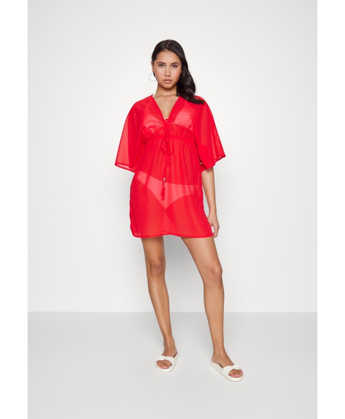 Ladies Bikini Collection Beach Accessories | Boux Avenue LACE UP DETAIL SHORT KAFTAN - Beach accessory - red mix/red BOF81H001-G11
