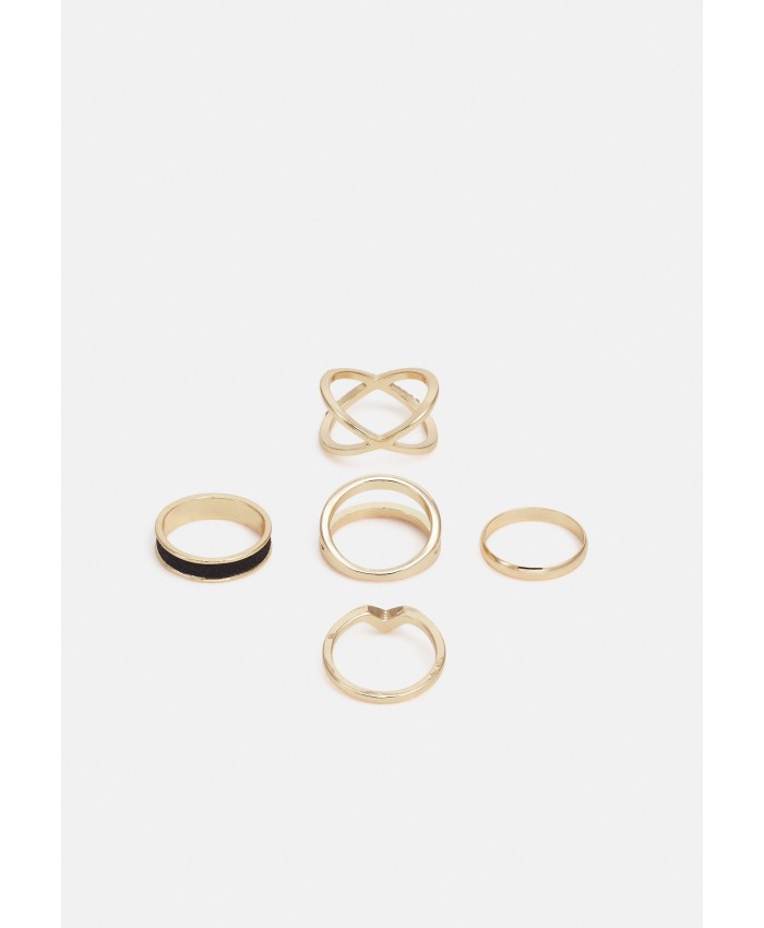 Women's Accessories Rings | ALDO LAJANA 5 PACK - Ring - black/gold-coloured combo/gold-coloured A0151L0SV-F11