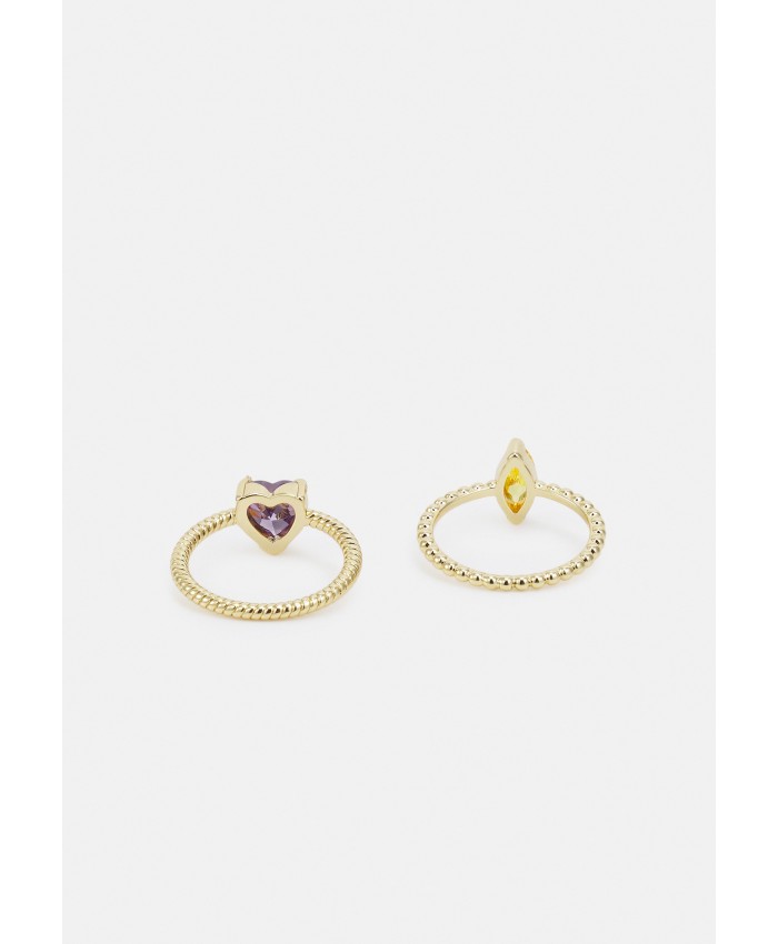 Women's Accessories Rings | Pieces FPPILOMA GOLD PLATED 2-PACK RING - Ring - gold-coloured/lilac/yellow/gold-coloured PE351L1AA-F11