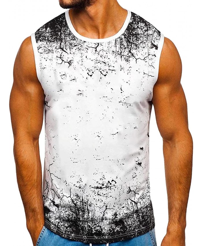 Men's Athletic Tank Tops,2022 Fashion Crewneck Tie Dye 3D Print Sleeveless Vest Summer Casual Slim Fit Muscle Tops n3