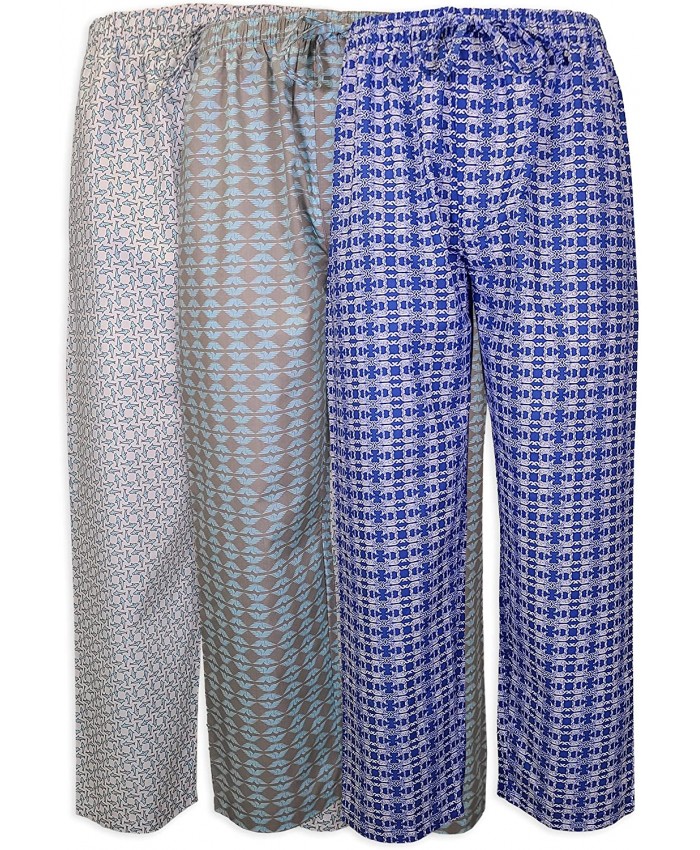 AMERICAN HEAVEN Men's 3 Pack Lounge Pajama Sleep Pants Drawstring & Pockets Designer Woven Pant Bottoms