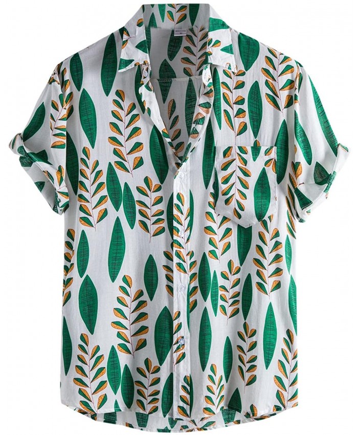 Shirts for Men,Vintage Colorblock Short Sleeve Hawaiian Shirt Summer Button Down Shirt Casual Baggy Cotton Soft Tee,a11